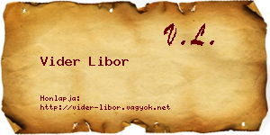 Vider Libor névjegykártya